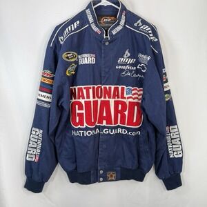 Dale Earnhardt‎ Jr National Guard NASCAR JR Nation Full-Snap Jacket Men's Medium